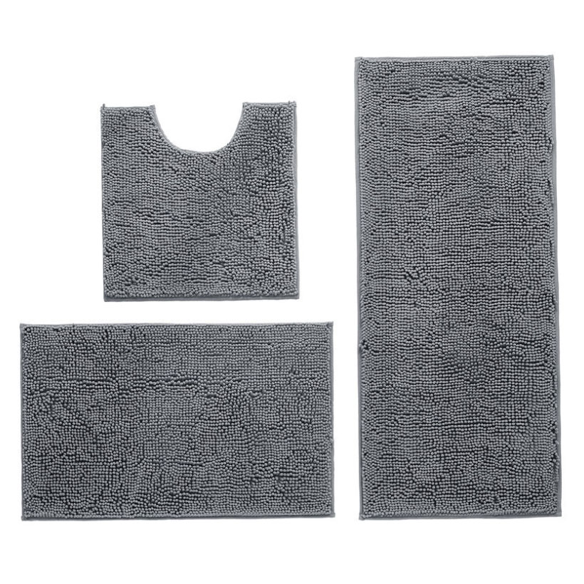 Chenille Bathroom Absorbent Floor Mat 3pcs Set