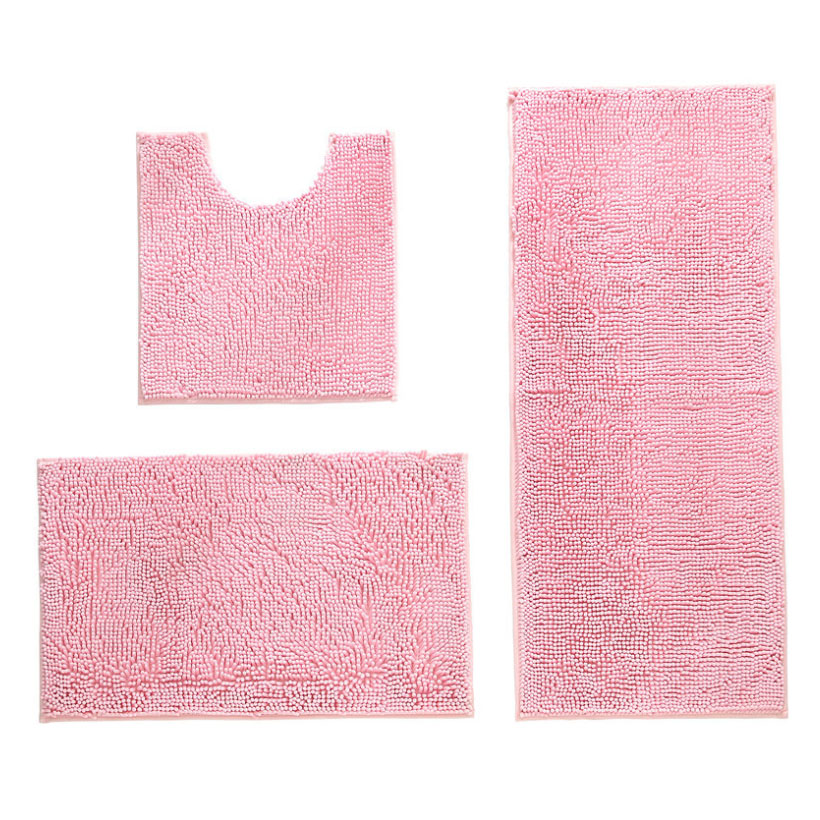 Chenille Bathroom Absorbent Floor Mat 3pcs Set