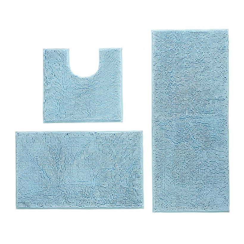 Chenille Bathroom Absorbent Floor Mat 3pcs Set