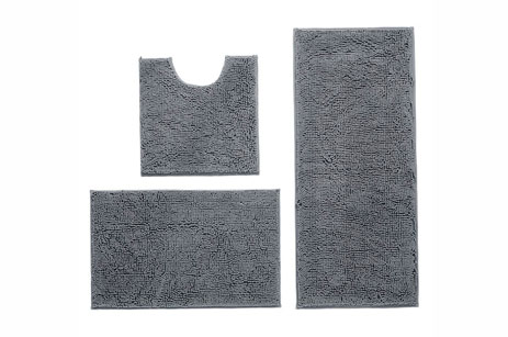 Chenille Bathroom Absorbent Floor Mat 3pcs Set