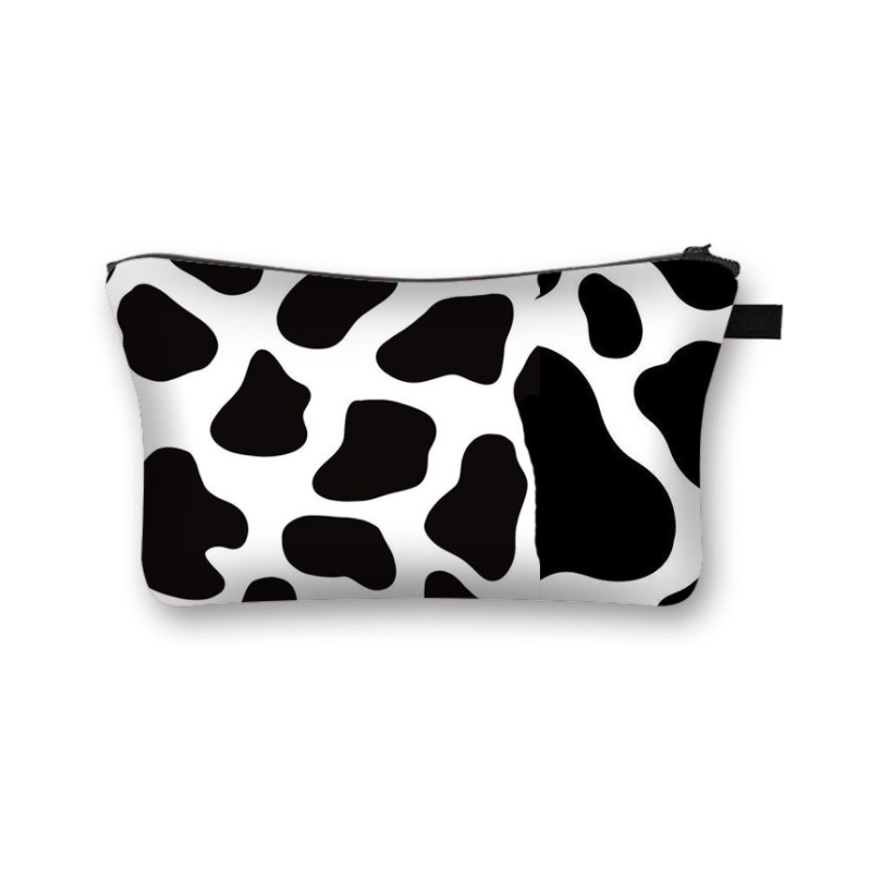 Polyester Cow Print Makeup Bag