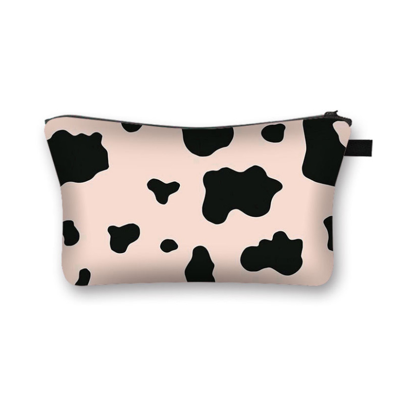 Polyester Cow Print Makeup Bag