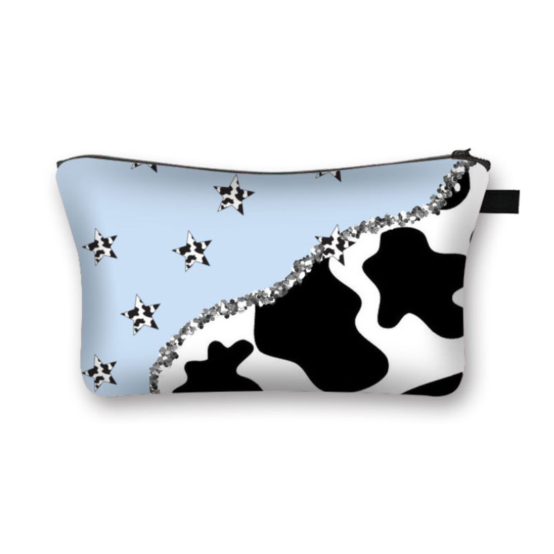 Polyester Cow Print Makeup Bag