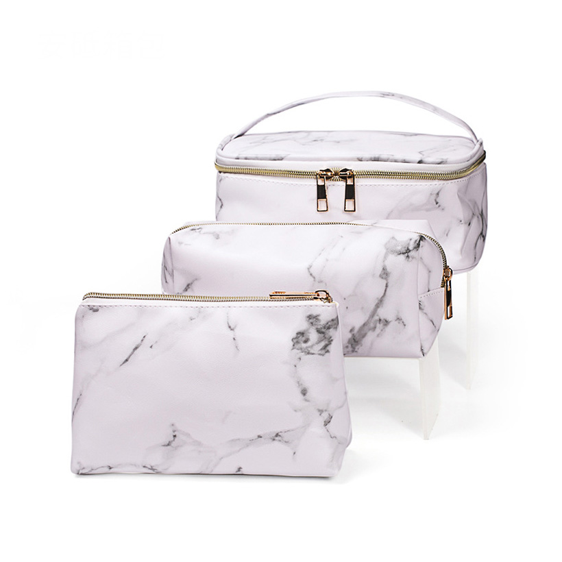 Marble Printed PU Waterproof Makeup Bag