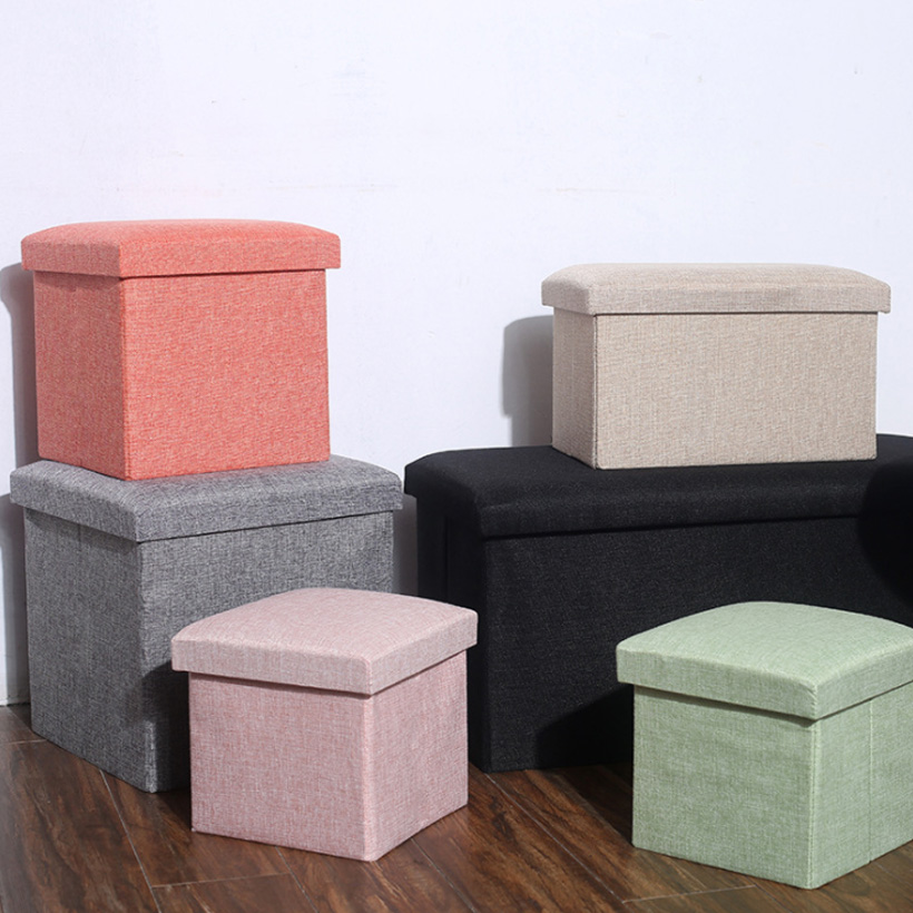 Multifunctional Folding Cotton And Linen Storage Stool