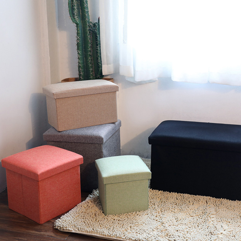 Multifunctional Folding Cotton And Linen Storage Stool