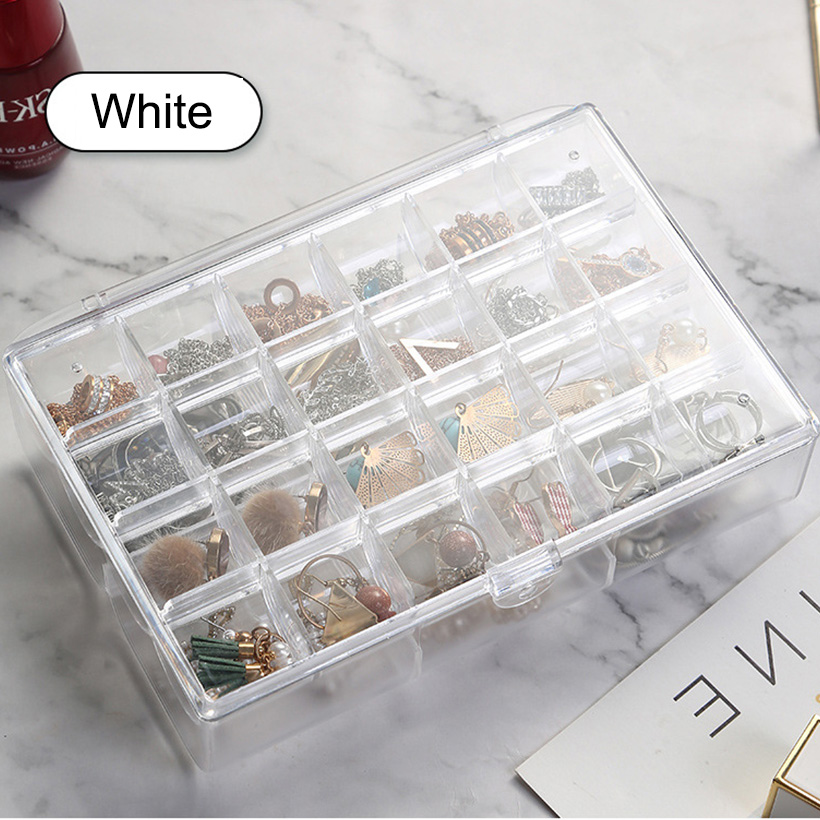 Portable Plastic Multi-grid Earring Box Jewelry Storage Box