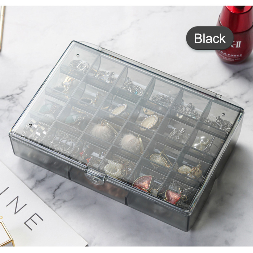 Portable Plastic Multi-grid Earring Box Jewelry Storage Box