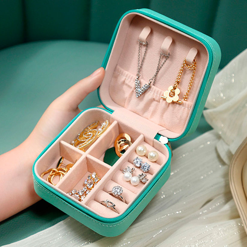 Travel Portable PU Jewel Box Jewelry Storage Box