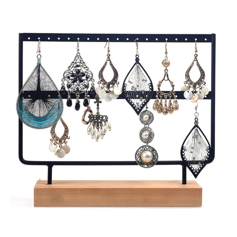 Wooden Base Earring Rack Detachable Jewelry Display Rack