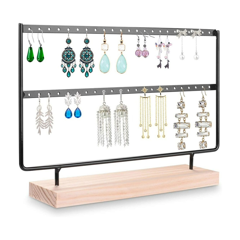 Wooden Base Earring Rack Detachable Jewelry Display Rack