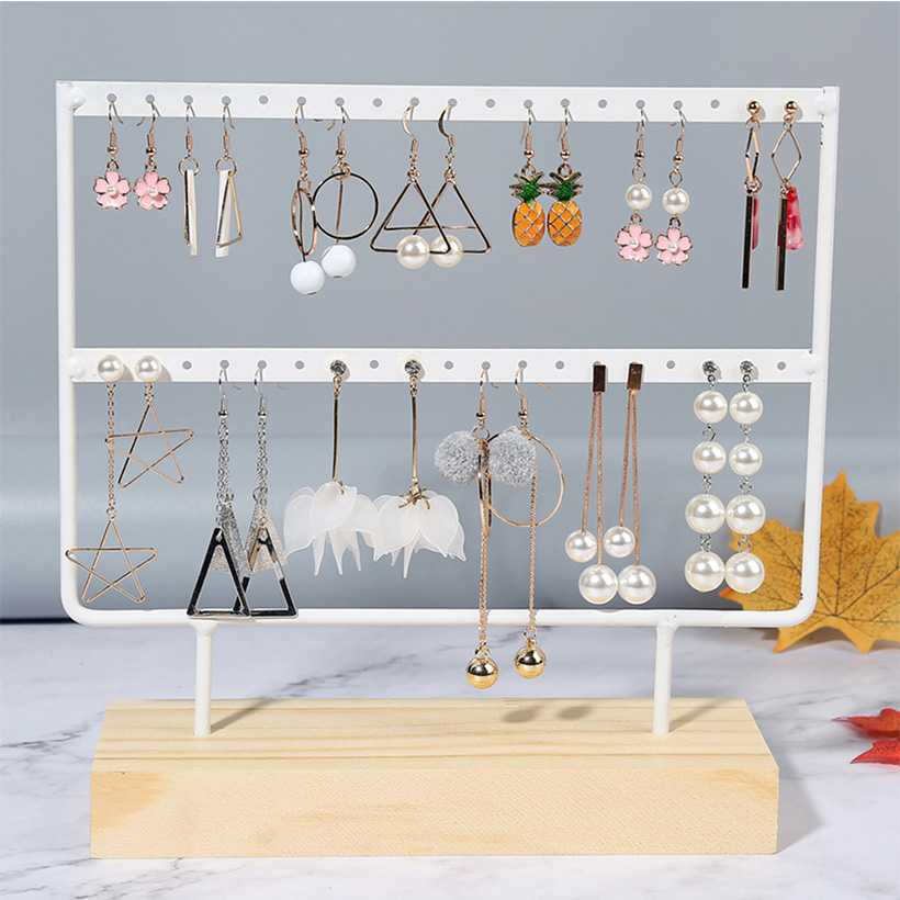 Wooden Base Earring Rack Detachable Jewelry Display Rack