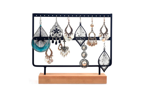 Wooden Base Earring Rack Detachable Jewelry Display Rack