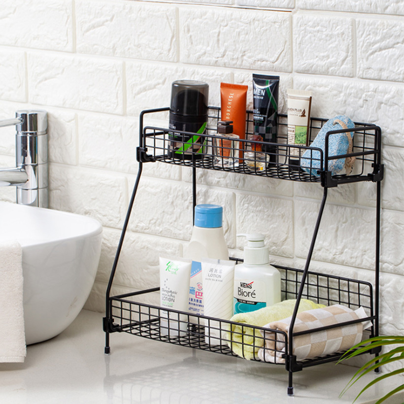 Iron Tabletop Storage Rack Two Level Shelving