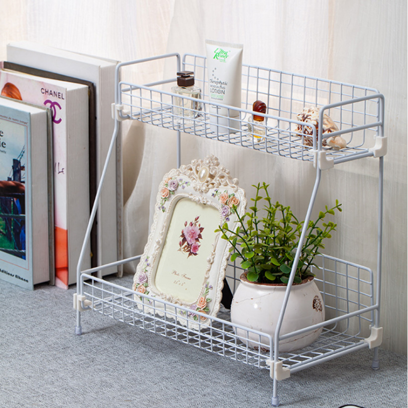 Iron Tabletop Storage Rack Two Level Shelving