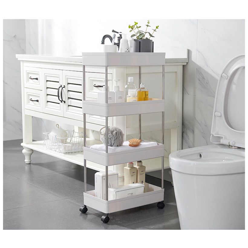 Multilevel Removable White Cart Storage Rack With Wheels