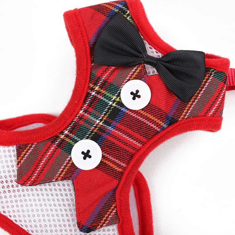 Pet Plaid Bow Leash For Dog Walking