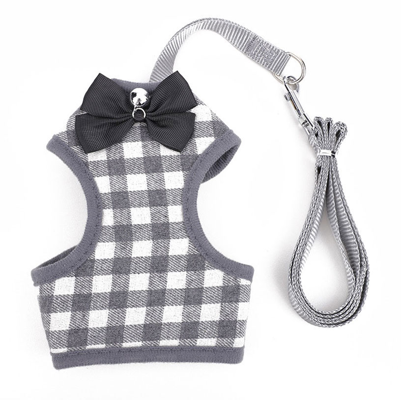 Pet Plaid Bow Leash For Dog Walking