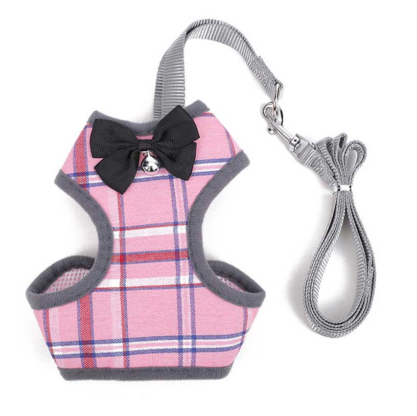 Pet Plaid Bow Leash For Dog Walking