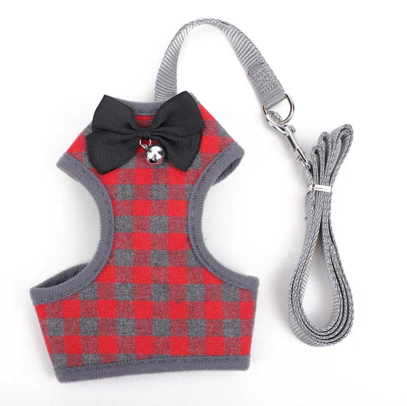 Pet Plaid Bow Leash For Dog Walking