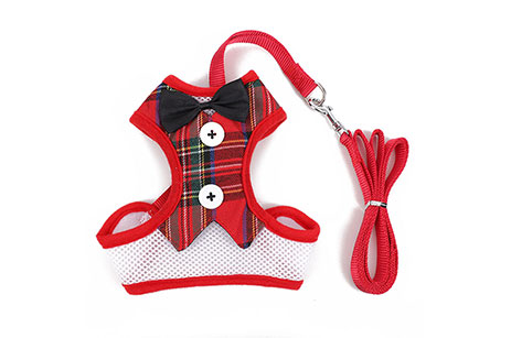 Pet Plaid Bow Leash For Dog Walking