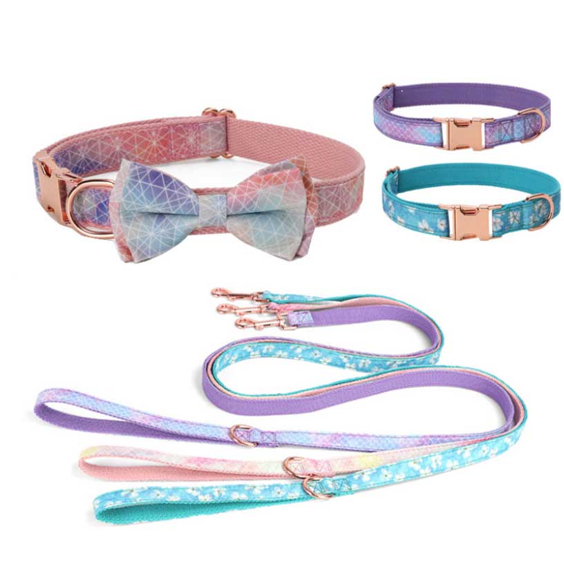 Rose Gold Fastener Pet Bow Collar