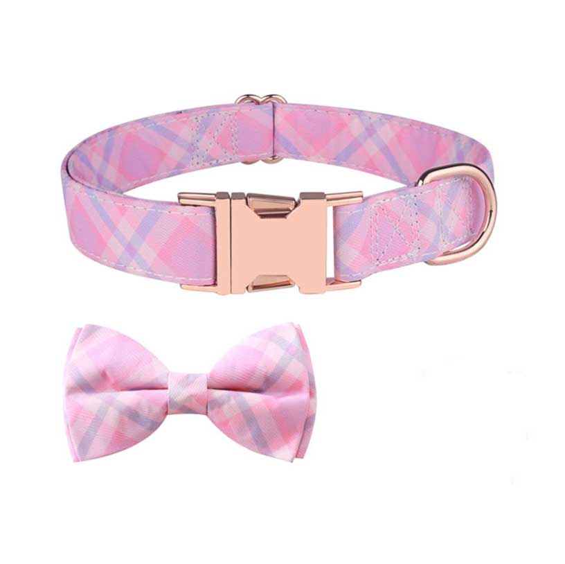 Rose Gold Fastener Pet Bow Collar