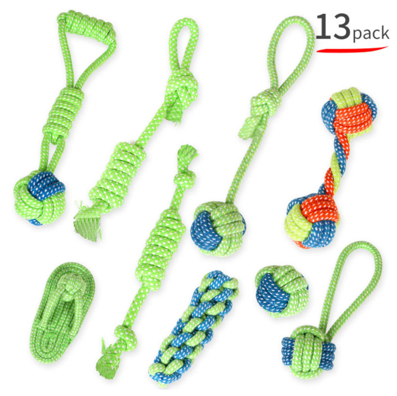 Dog Cotton Rope Toy Molar Tooth Cleaning Bite Rope Set