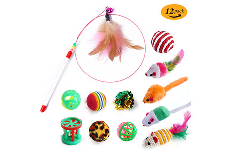 Pet Cat Toy Set Teaser Cat Stick Plush Mouse Set