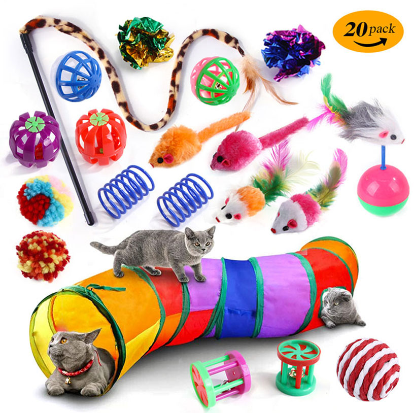 Pet Cat Toy Set Teaser Cat Stick Plush Mouse Set