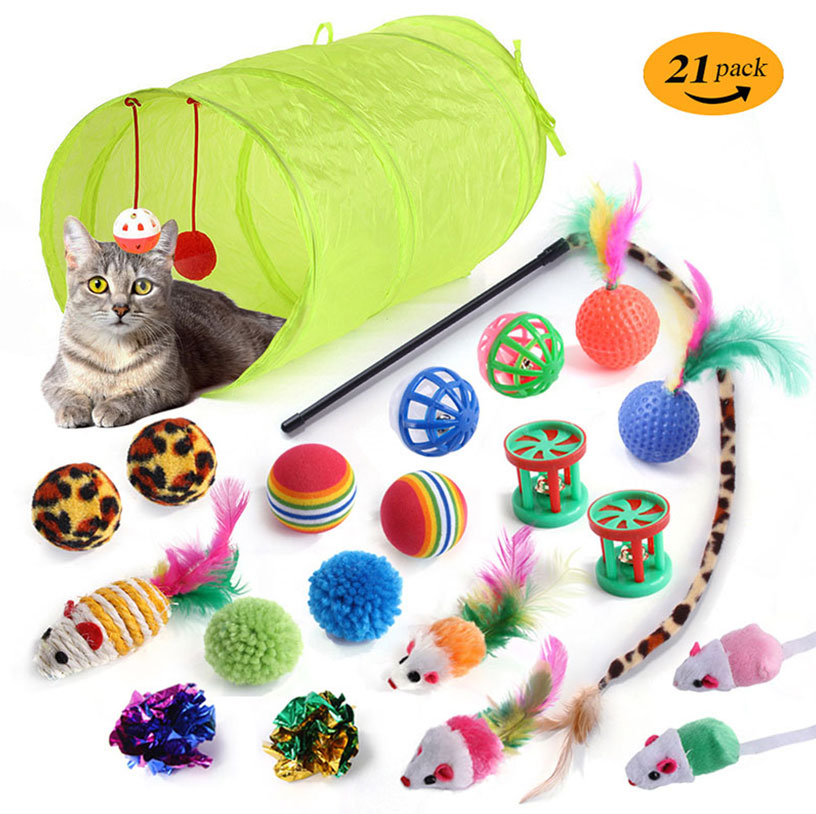 Pet Cat Toy Set Teaser Cat Stick Plush Mouse Set