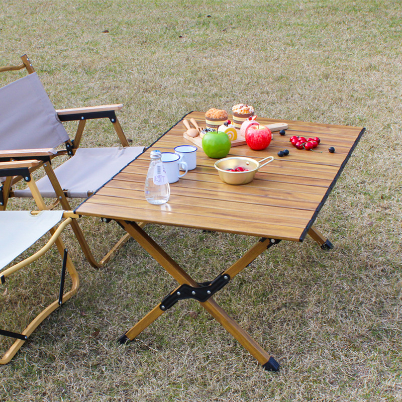 Outdoor portable folding camping roll-up table 