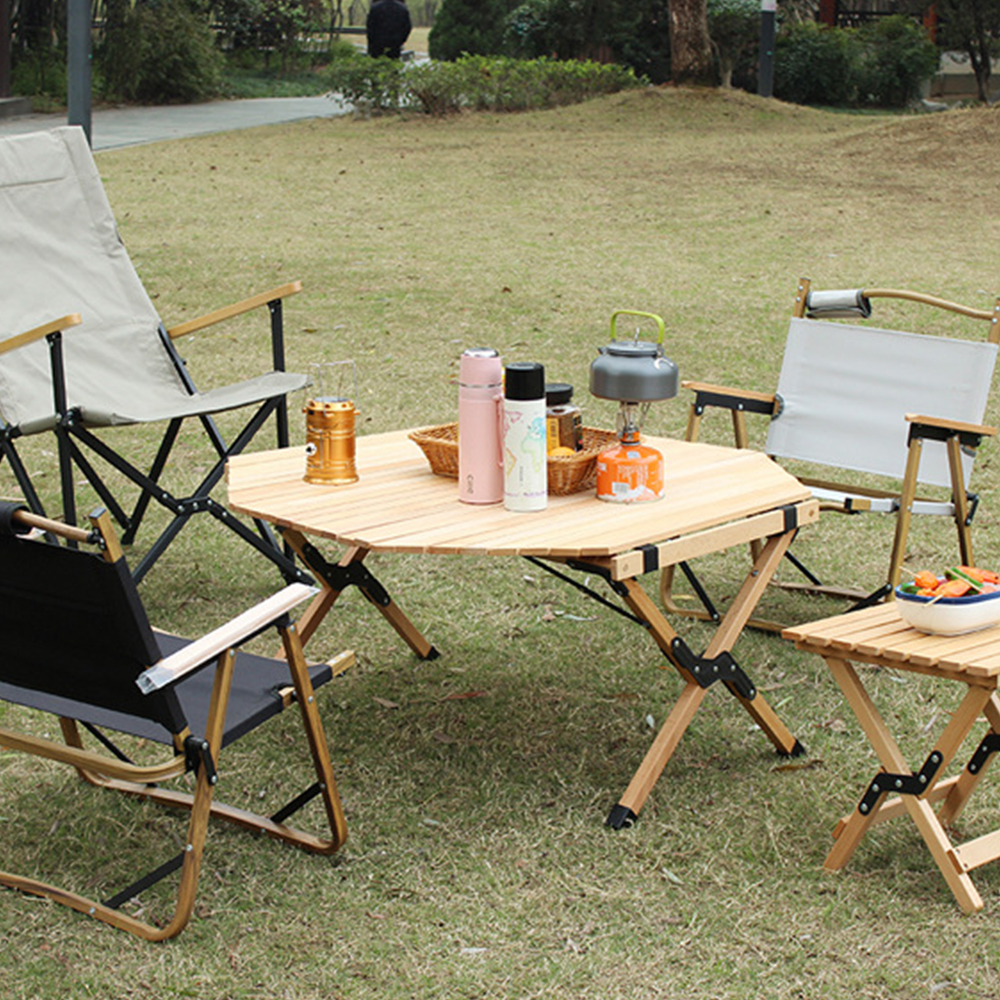 Light beech camping picnic folding table