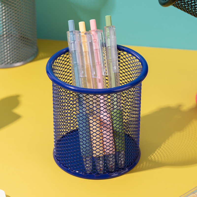mesh metal round pencil cup pen holders 2