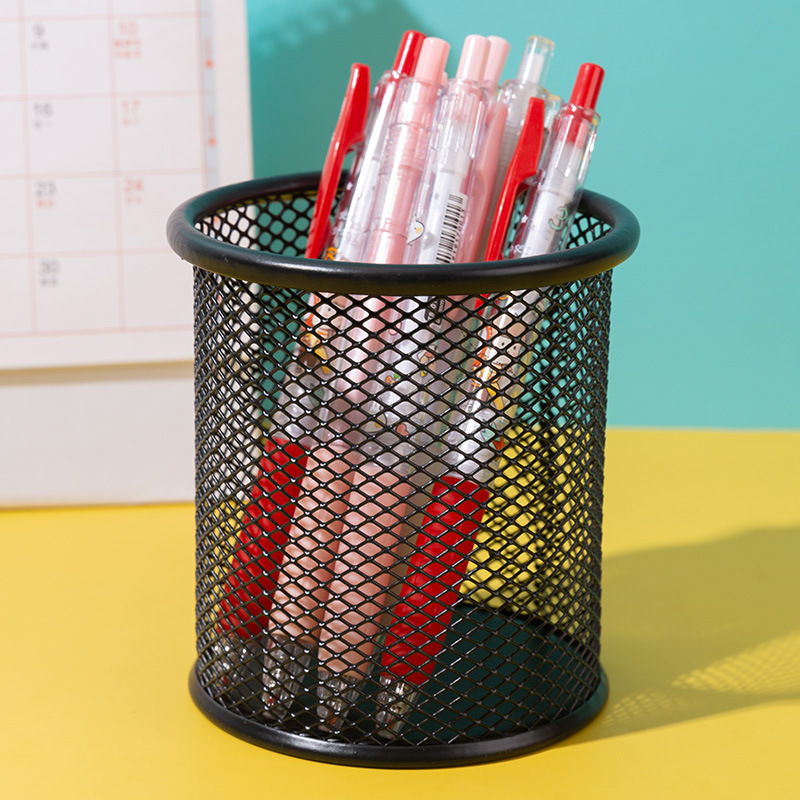 mesh metal round pencil cup pen holders 4