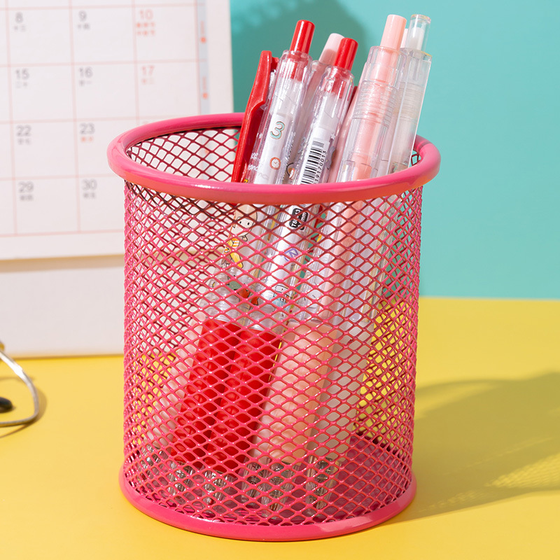 mesh metal round pencil cup pen holders 5