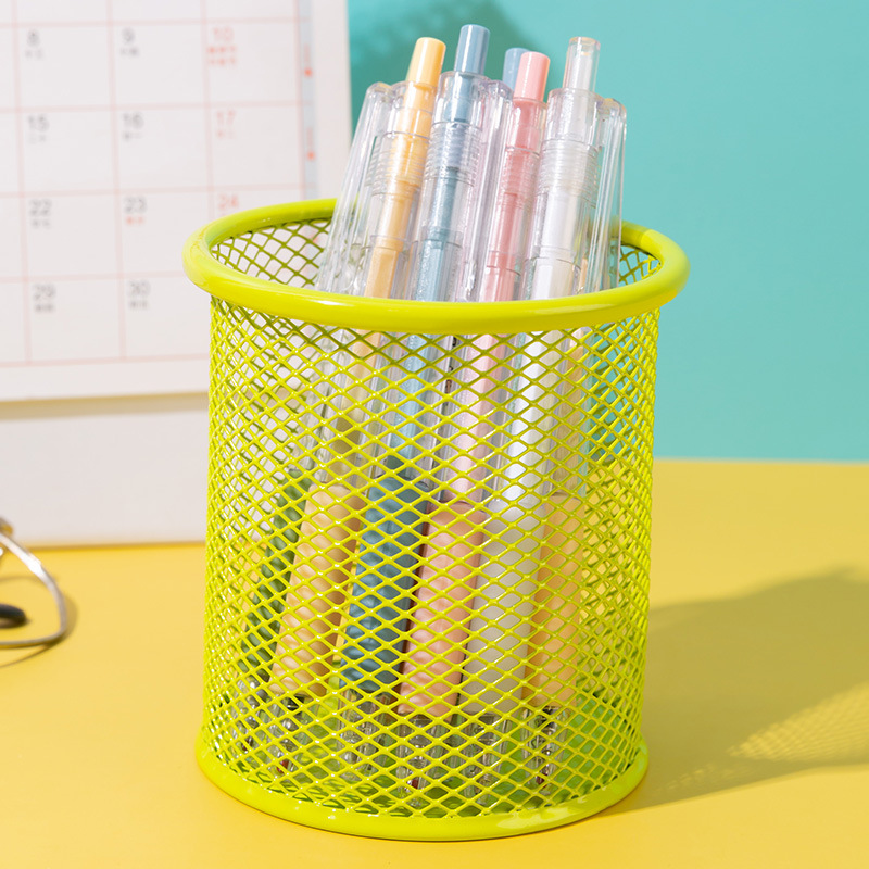 mesh metal round pencil cup pen holders 6