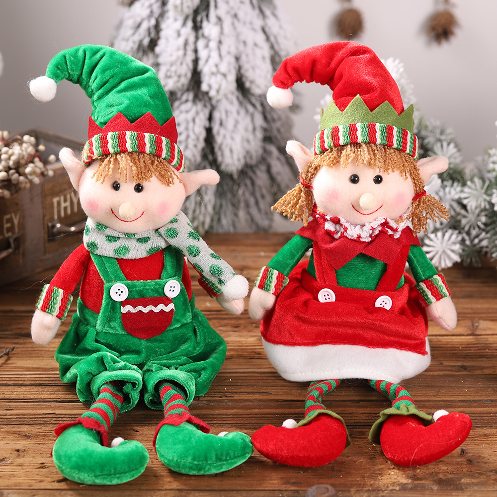 christmas stuffed dolls boy and girl elves holiday plush toys